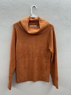 Norm Thompson Womens Sweater Size Large Orange Long Sleeve Turtleneck Super Soft